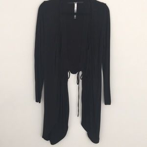 Kensie Black Draped Tie Cardigan High-Lo